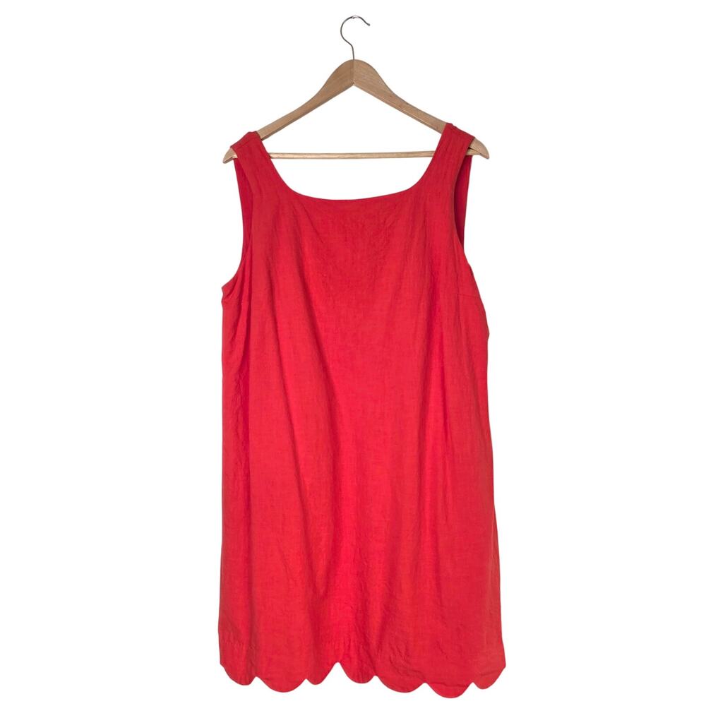 Kate Spade for Target Red Scalloped Hem Shift Dress Large Cotton Rayon Retro Mod